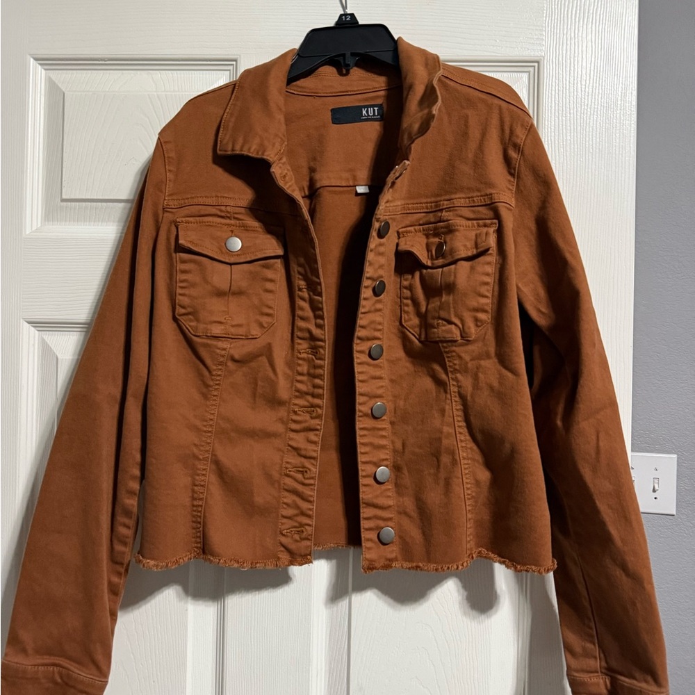 Kut from the Kloth Brown Jean Jacket Cropped Style
